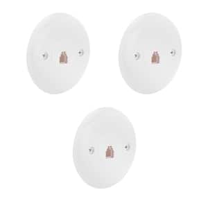 1 Gang 1-Line Round Wall Jack Wall Plate, White (3-Pack)
