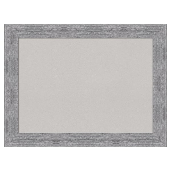 Amanti Art Bark Rustic Grey Framed Grey Corkboard 33 in. x 25 in Bulletin Board Memo Board