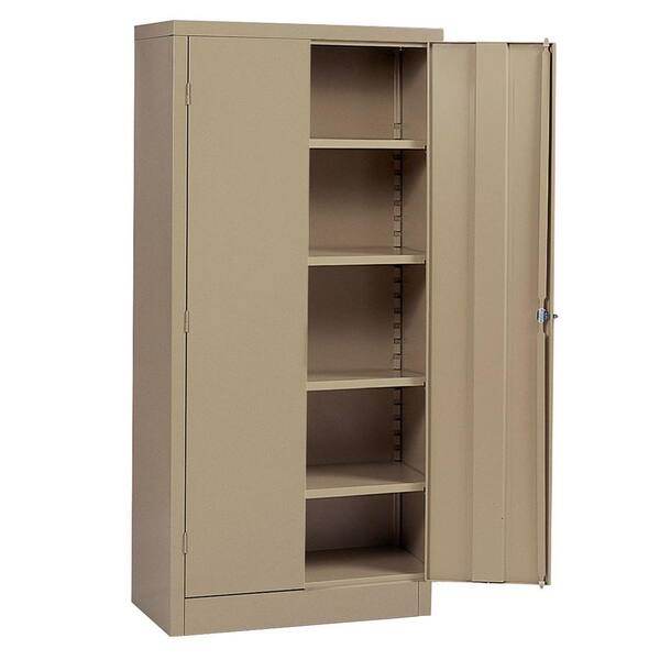 Edsal 72 in. H x 36 in.W x 24 in. D 5-Shelf Steel Freestanding Storage Cabinet in Tan