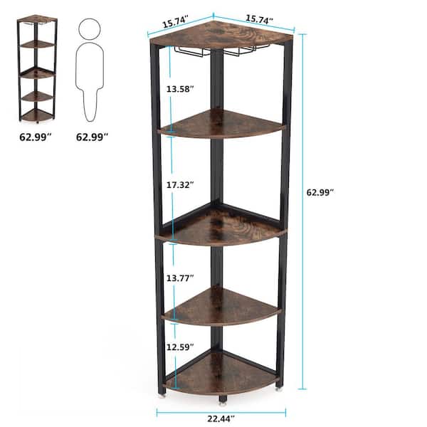 Dropship Corner Shelf; 5 Tier Corner Shelf Tall Rustic