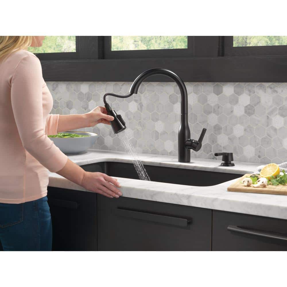 Matte Black Ceramic Single Handle Pull-Down Kitchen Faucet