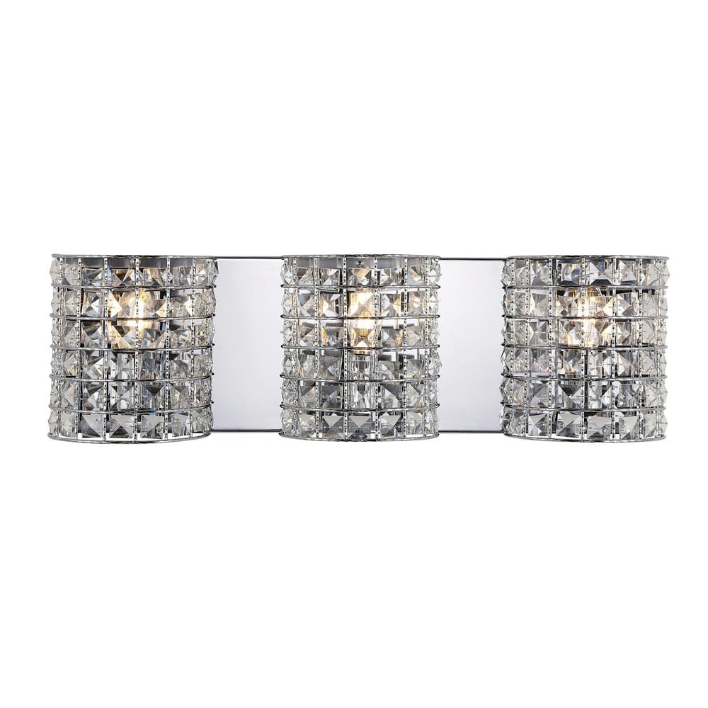 Clara Deco 24" Polished Chrome 3-Light Crystal Vanity Light