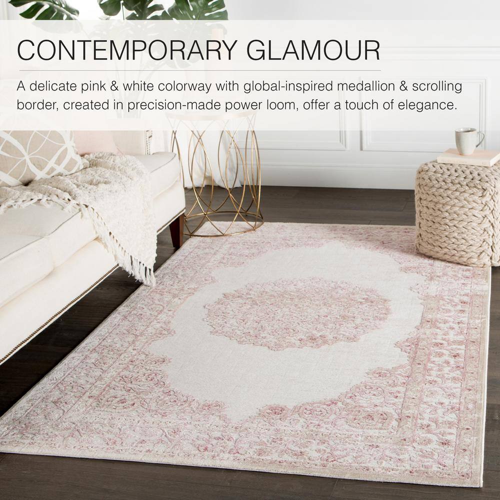 Gray Medallion Tufted Rectangular Wool-Chenille Blend Rug
