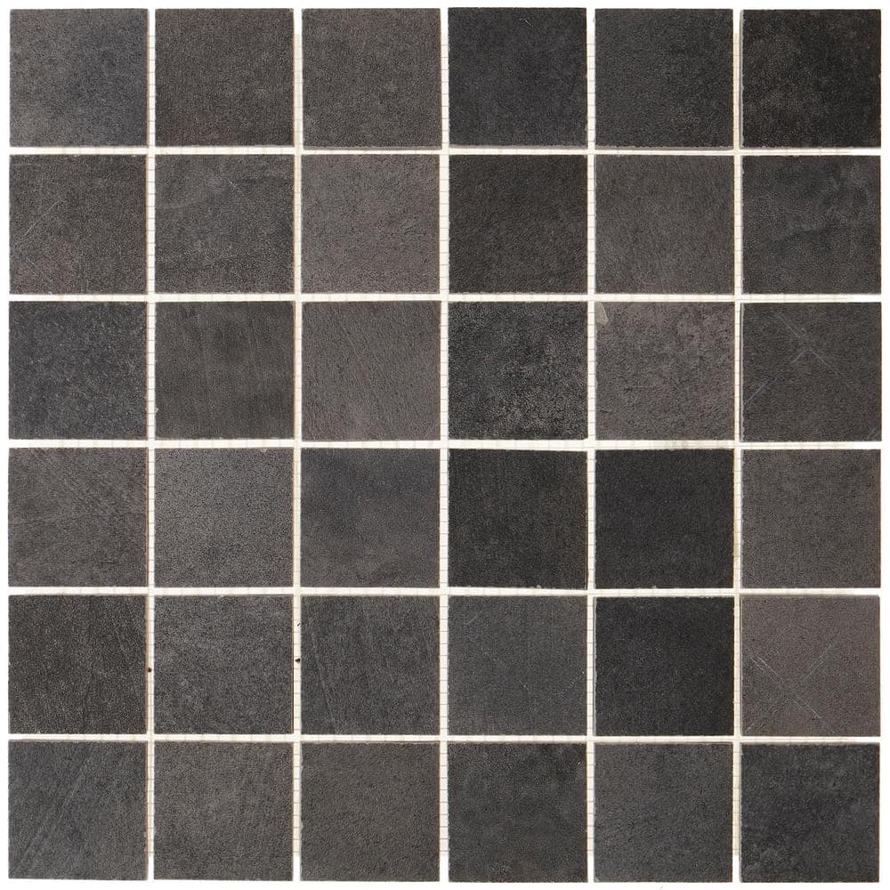 Metro Charcoal 12 in. x 12 in. x 9mm Matte Glazed Porcelain Rectified Mesh-