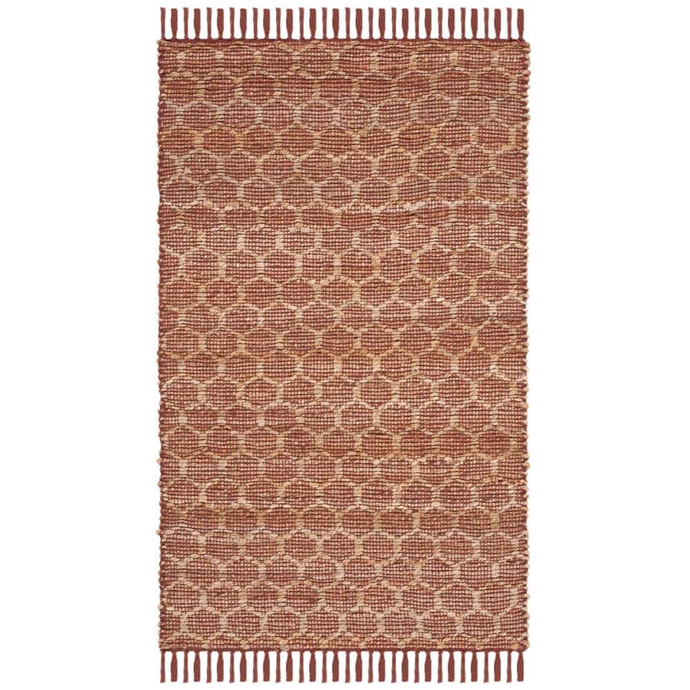 SAFAVIEH Cape Cod 4 ft. x 6 ft. Rust/Natural Trellis Lattice Area Rug ...