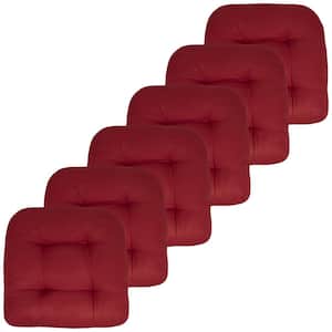 19 in. x 19 in. x 5 in. Solid Tufted Indoor/Outdoor Chair Cushion U-Shaped in Red (6-Pack)