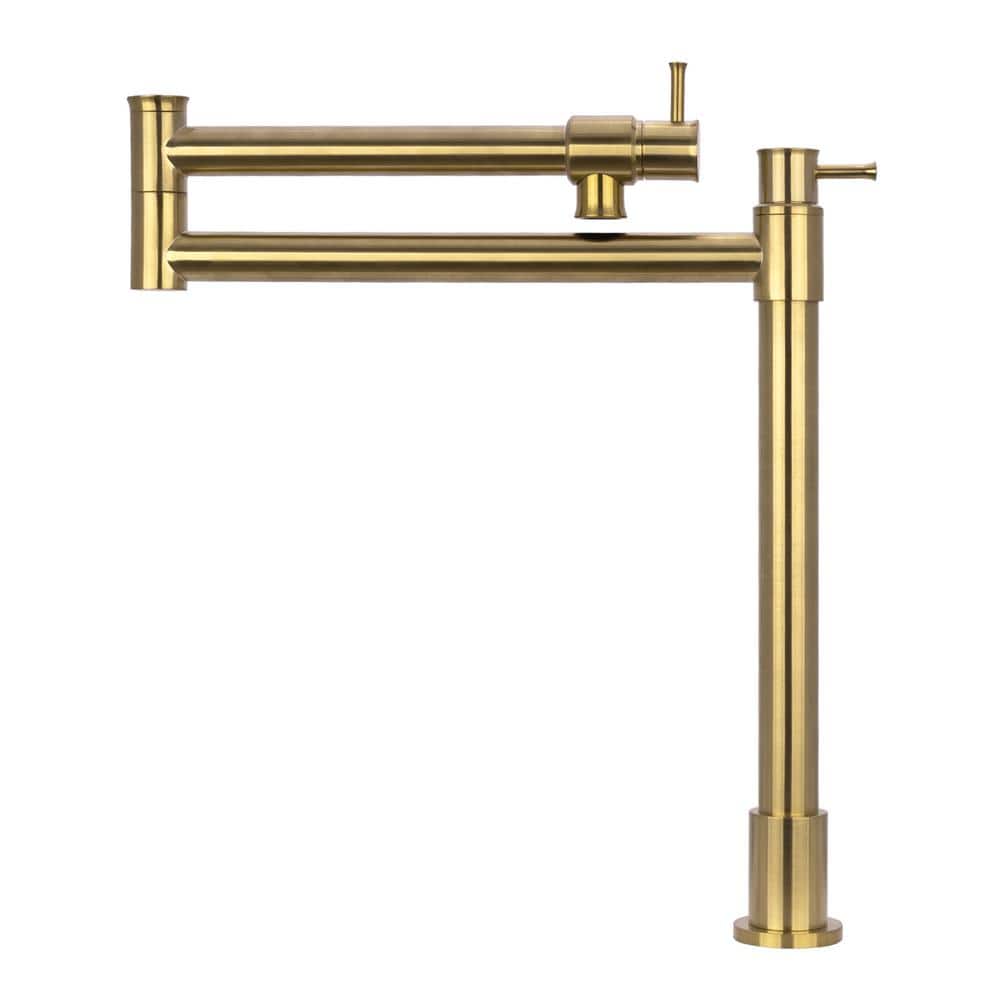 Deck Mounted Pot Filler in Brass Gold Modern Style