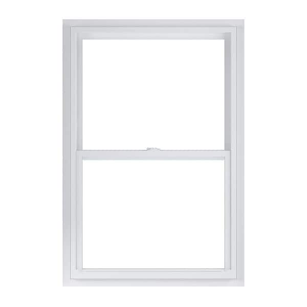 American Craftsman 28 in. x 54 in. 70 Series White Single Hung Low-E Argon Glass Vinyl Fin with J Window, Screen Incl