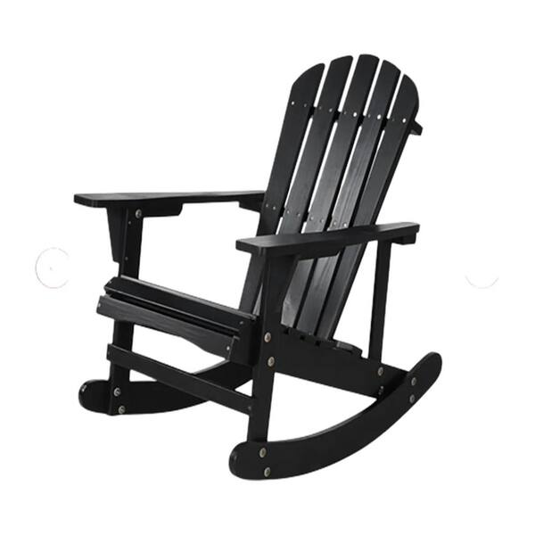 HOTEBIKE Adirondack Black Solid Wood Outdoor Rocking Chairs JIANG010134 ...