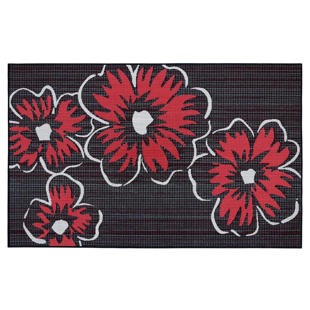 Happy Blooms Green and Pink Floral Tufted 8' x 10' Synthetic Rug