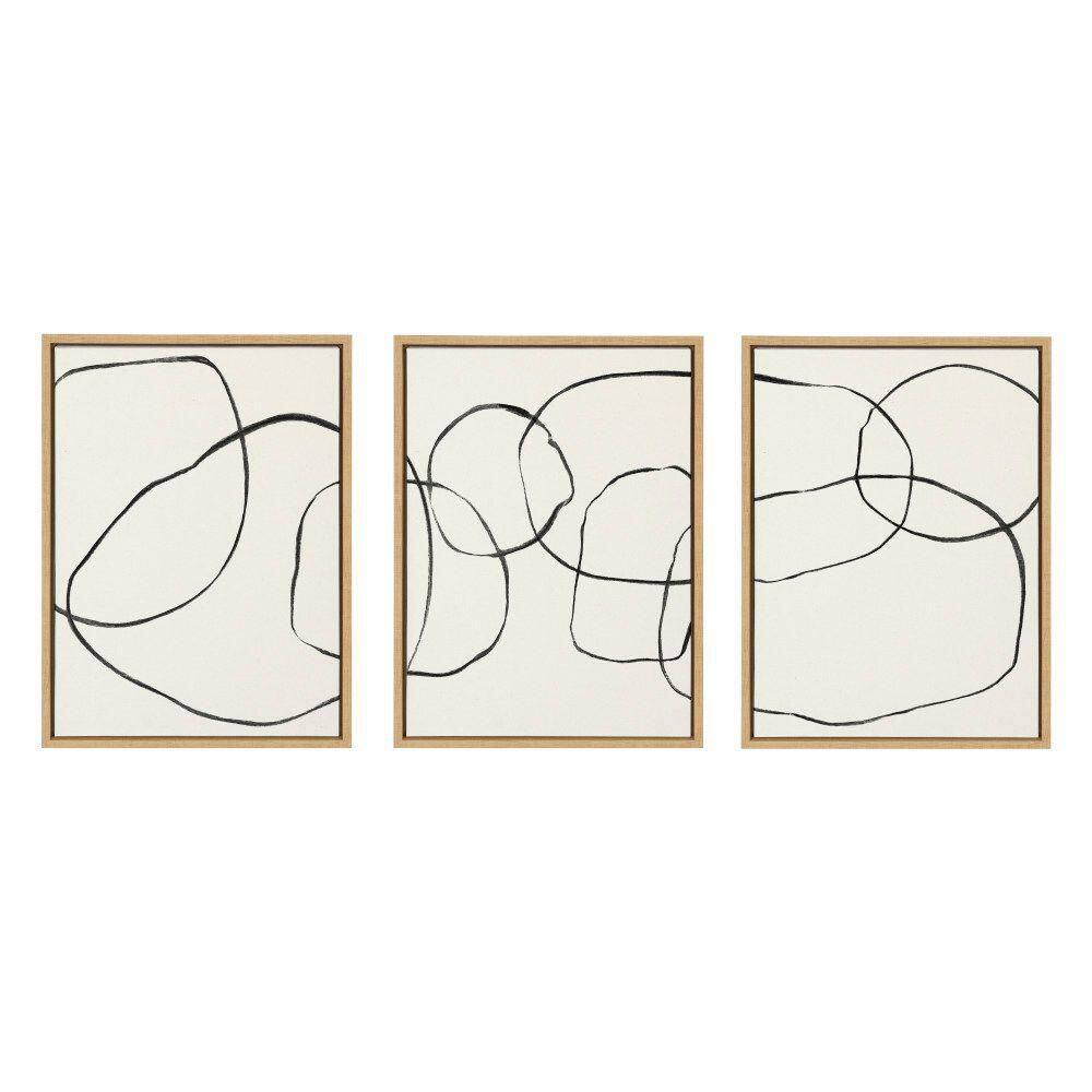 Natural Black and White Abstract Canvas Art Set