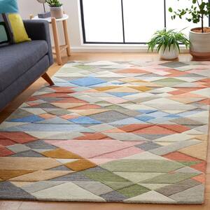 SAFAVIEH Rodeo Drive 7 ft. x 7 ft. Gray/Blush Geometric Triangle Round ...
