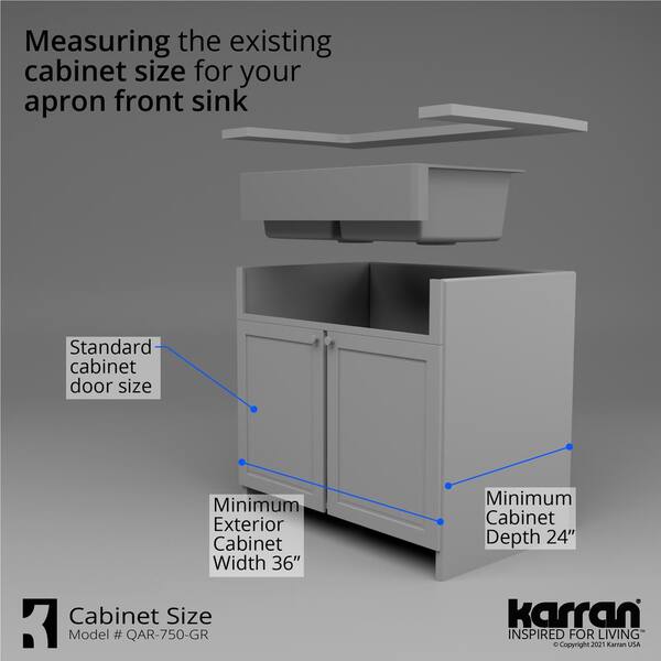 Karran Retrofit Farmhouse Apron Front Quartz Composite 34 in. Double Bowl Kitchen  Sink in Grey QAR-750-GR - The Home Depot