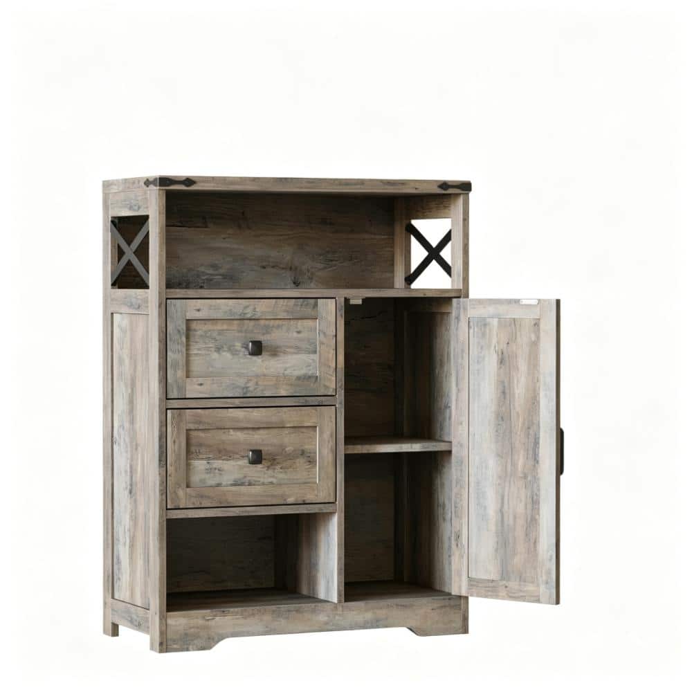 27.5 in. W x 37.6 in. H Rectangular Wood Medicine Cabinet without Mirror in Gray with 2 Drawers & Shelves price history on PriceWatchPro