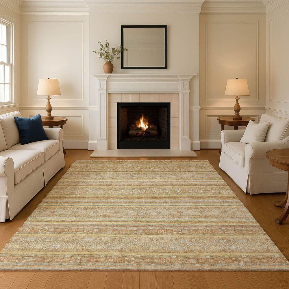 Mayfield Premium Machine Washable Abstract AMF1653 Wheat 8 ft. x 10 ft. Area Rug price history on PriceWatchPro