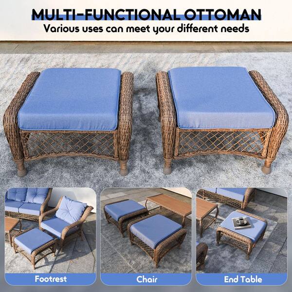 Ama pear Brown 6-Piece Wicker Outdoor Sectional Set, Patio