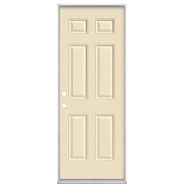 Masonite 30 in. x 80 in. 6-Panel Right-Hand Inswing Painted Steel Prehung Front Exterior Door No Brickmold