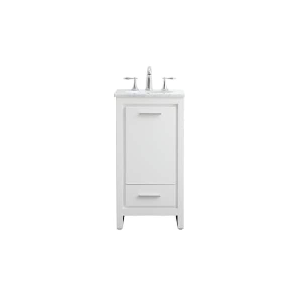 Unbranded Simply Living 18 in. W x 19 in. D x 35 in. H Bath Vanity in White with Carrara White Marble Top