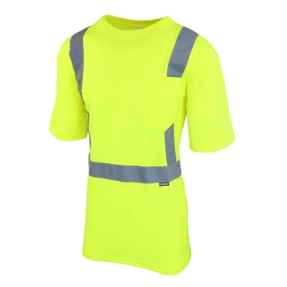 MAXIMUM SAFETY Men's Large High Visibility Yellow ANSI Class 2 Polyester  Short-Sleeve Safety Shirt with Reflective Tape MX55100-LCC6 - The Home Depot