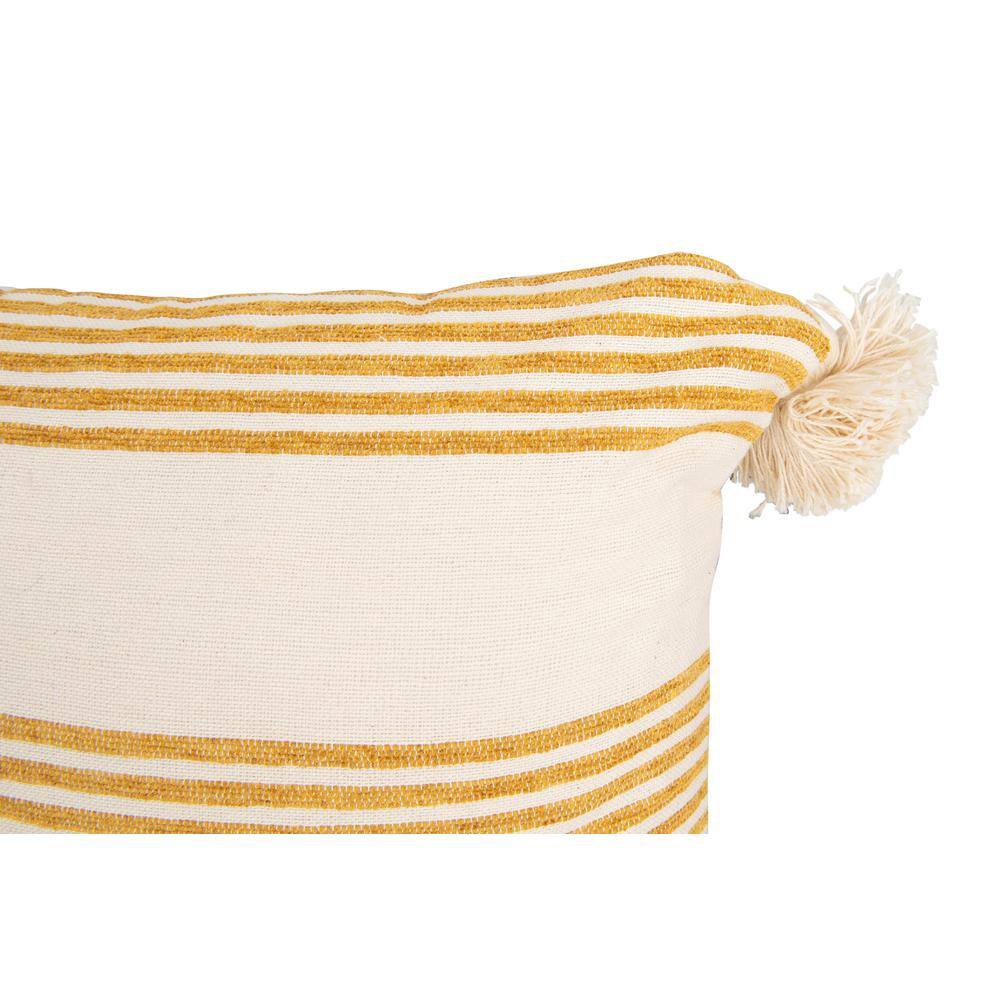 Plush Square Space-Themed Cotton Cushion with Mustard Tassels