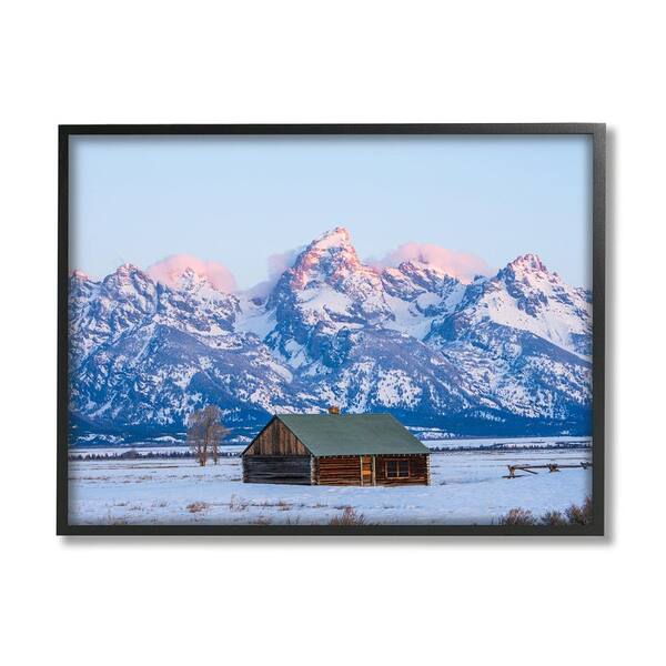 Stupell Industries Winter Snowy Peaks and Cabin by Jared Kreiss 1-Piece Framed Graphic Print Nature Poster Art Print 30 in. x 24 in.
