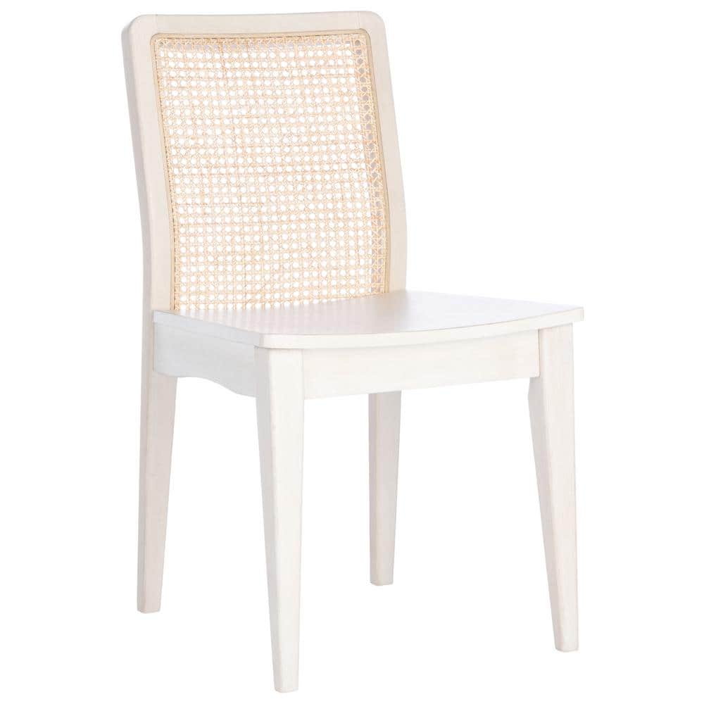 Benicio White and Natural Rattan Coastal Side Chair