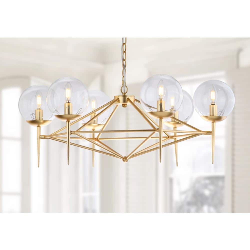 Gold Modern Glam Chandelier with Glass Shades