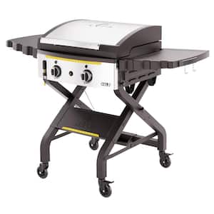 Elite2B 2-Burner 4 Zone Outdoor Propane Black Griddle Flat Top Grill