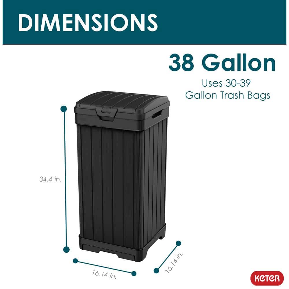 Baltimore Black Plastic Outdoor Trash Can with Pull-out Drawer