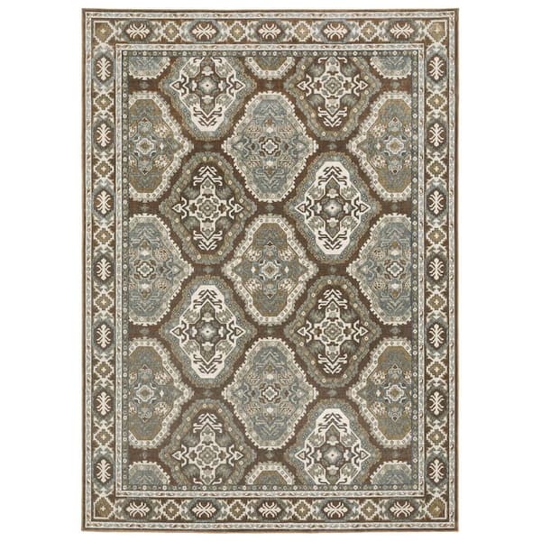 8 ft. x 11 ft. Ivory And Blue Medallion Area Rug