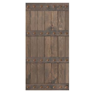 Mid-Century Style 42 in. x 84 in. Smoky Gray Finished DIY Knotty Pine Wood Sliding Barn Door Slab