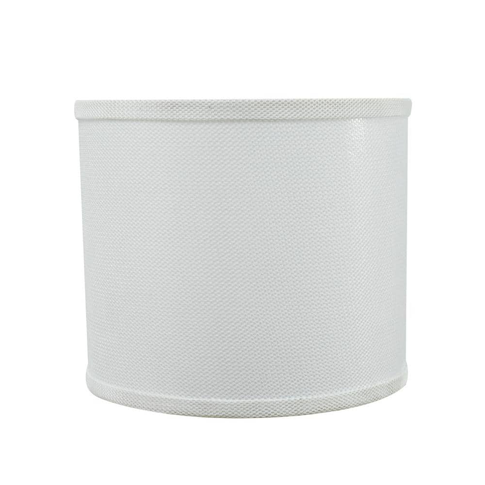 White Network Fabric Drum Lamp Shade, 12" x 12" x 10"