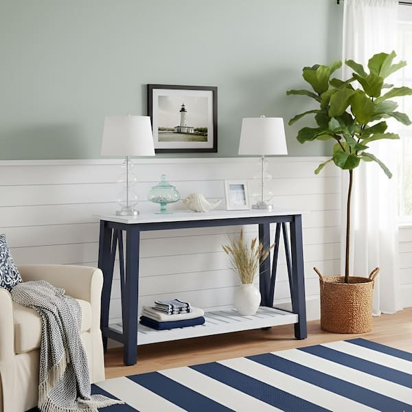 International Concepts Surrey 50 in. Chalk and Blue Rectangle Solid Wood Console Table