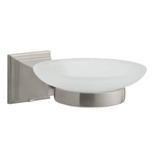 e-pak Modern Wall Mount Bathroom Brushed Nickle Soap Storage Holder&Plastic Dish 