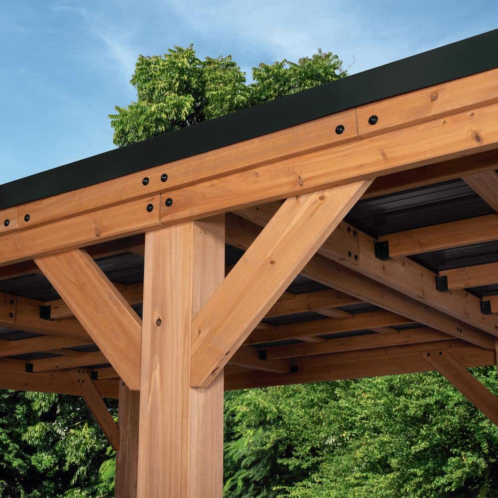 Kingsport 12' x 20' Black Cedar Carport with Steel Roof