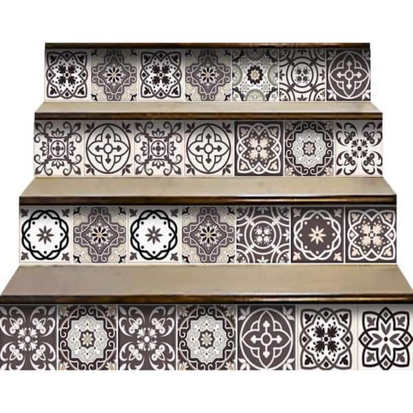 HomeRoots Amelia Brown 7 in. x 7 in. Vinyl Peel and Stick Tile (8.17 sq. ft./Pack)