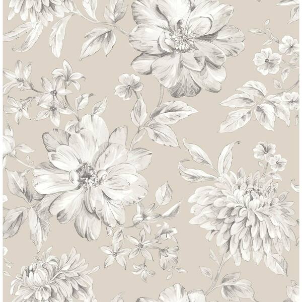 Grey Gabriela Champagne Floral Wallpaper Sample