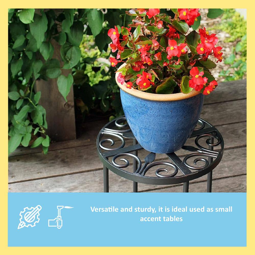 Graphite Wrought Iron Round Trivet Plant Stand