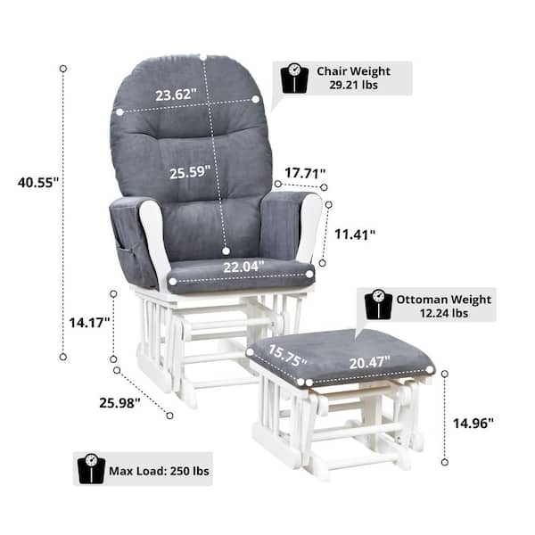 MAYKOOSH White/Gray Glider and Ottoman Set Nursery Rocking Chair with  Ottoman for Breastfeeding , Maternity, Reading, Napping 81677MK - The Home  Depot