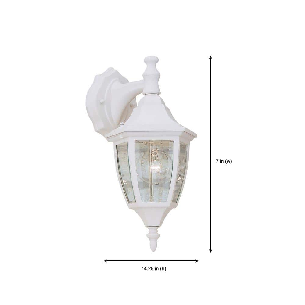 White Cast Aluminum Outdoor Wall Lantern with Clear Glass