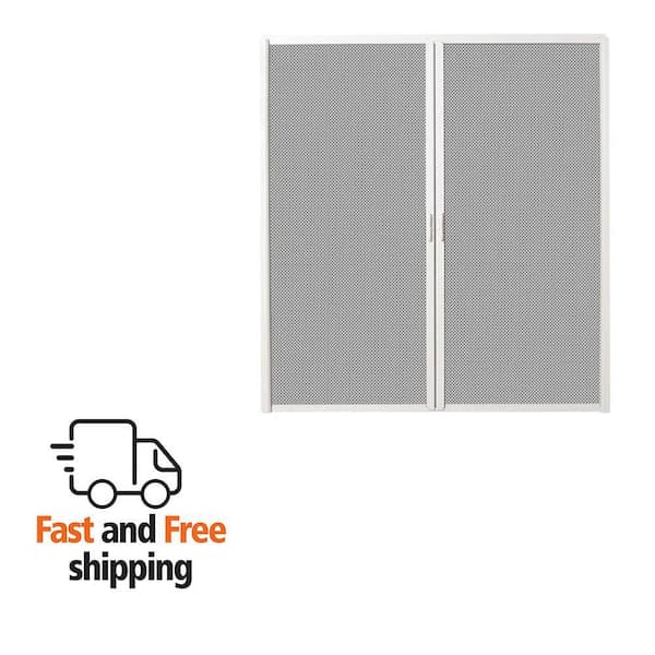 72 in. x 82 in. White Aluminum Inswing Retractable Double Screen Door