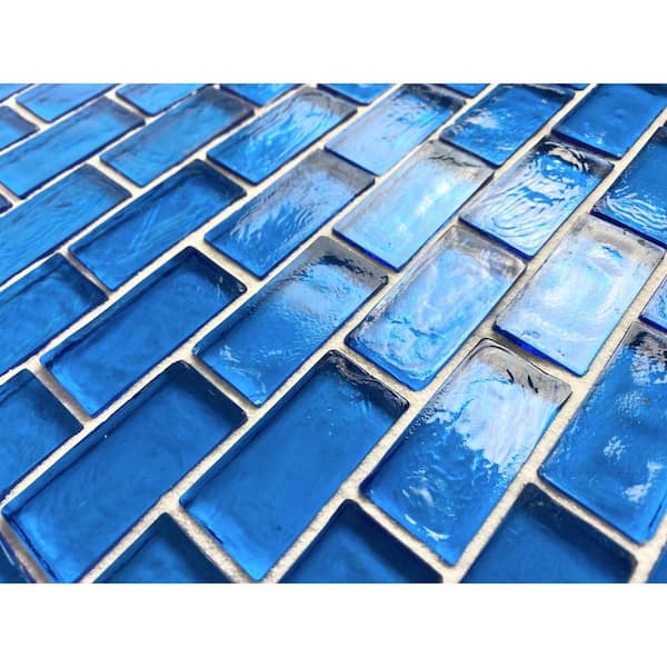 Tropical Style Ocean Blue 12 in. x 12 in. Recycled Brick Glass Mosaic Wall And Pool Tile (8 Sq. Ft./Case)