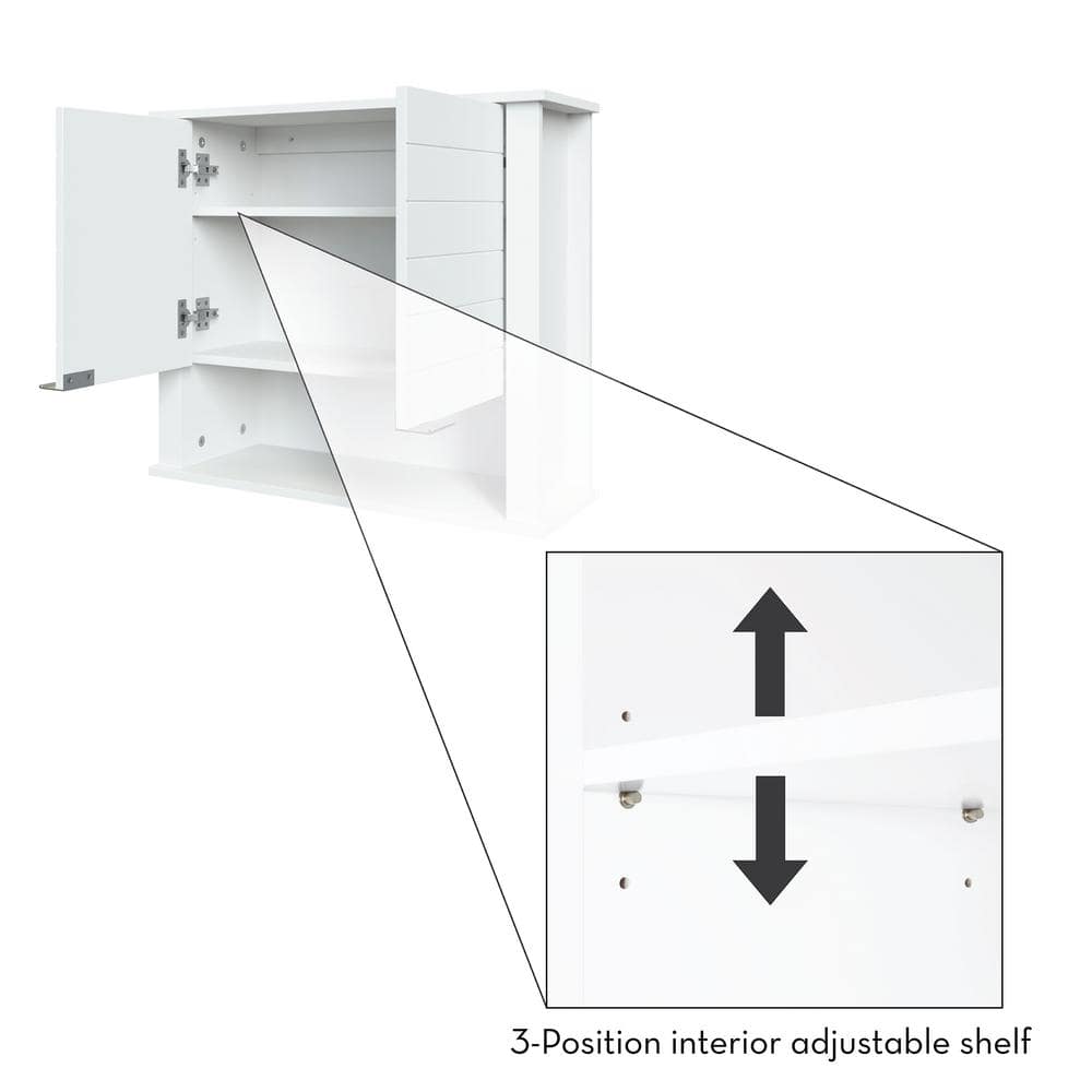 White MDF Two-Door Wall Mounted Storage Cabinet