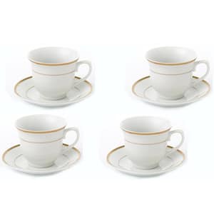 Lorren Home 8 oz. Gold Tea and Coffee Set Porcelain (Set of 4)