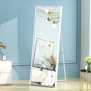 65 in. H x 22 in. W Rectangle White Aluminum Alloy Metal Framed Full Length Mirror Standing Floor Mirror