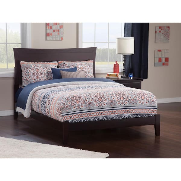 AFI Metro Espresso Full Solid Wood Frame Low Profile Platform Bed with Attachable USB Device Charger