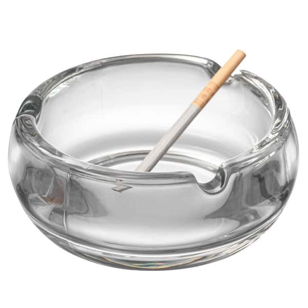 Basicwise Elegant Glass Round Portable and Modern Ashtray