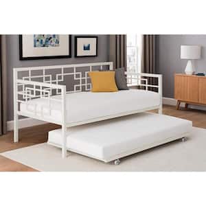 Giada White Metal Twin Daybed with Trundle