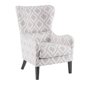 Leda Grey/White Swoop Wing Chair