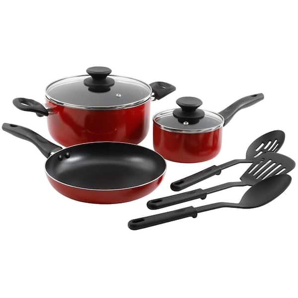 Basics Non-Stick Cookware 8-Piece Set, Pots and Pans, Black
